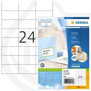 Herma Premium 4464 permanent hechtende etiketten 70 x 37 mm wit (2400 etiketten)