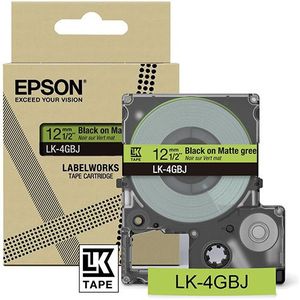 Epson LK-4GBJ matte tape zwart op groen 12 mm (origineel)