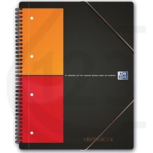 Oxford International Meetingbook spiraalschrift A4 geruit 80 g/m² 80 vellen grijs
