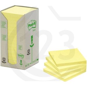 3M Post-it gerecycleerde notes toren geel 76 x 76 mm (16 pack)