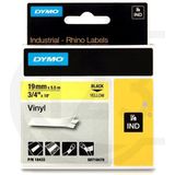 Dymo S0718470 / 18433 IND Rhino tape vinyl zwart op geel 19 mm (origineel)