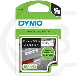 Dymo S0718070 / 16960 tape zwart op wit 19 mm (origineel)