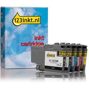 Inktpatroon Aanbieding: 123inkt huismerk vervangt Brother LC-427 2x zwart + 3 kleuren