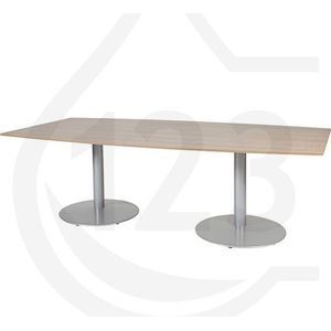 Schaffenburg Linesto vergadertafel tonvormig aluminium onderstel licht kerselaar blad 120 x 240 cm