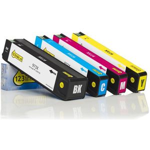 Inktpatroon 123inkt huismerk vervangt HP 973X multipack zwart/cyaan/magenta/geel