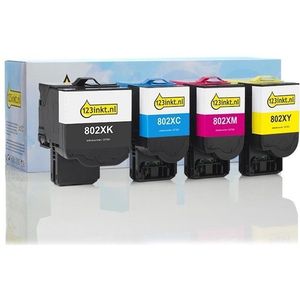 Toner Lexmark aanbieding: 80C2XK0, C0, M0, Y0 zwart + 3 kleuren (123inkt huismerk)