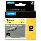 Dymo S0718310 / 18056 IND Rhino tape krimpkous zwart op geel 12 mm (origineel)