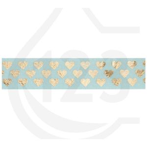 Folia washi tape hartjes goud (15 mm x 5 m)