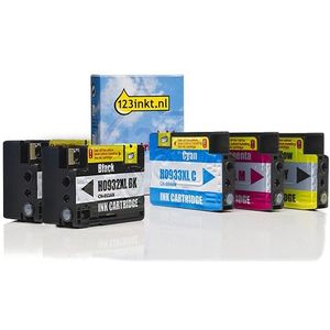 Inktpatroon 123inkt huismerk vervangt HP 932XL / HP 933XL multipack 2x zwart + 3 kleuren