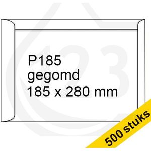 123inkt zak-envelop wit 185 x 280 mm - P185 gegomd (500 stuks)
