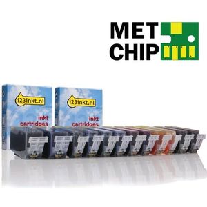 Inktpatroon Canon aanbieding: 2 x PGI-525PGBK + 2 x CLI-526BK/C/M/Y/GY met chip (2 zwart + 4 kleuren) (123inkt huismerk)
