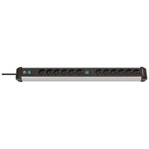Brennenstuhl Premium-Alu-Line stekkerdoos met 12 stopcontacten schakelaar zwart/grijs (3 meter)