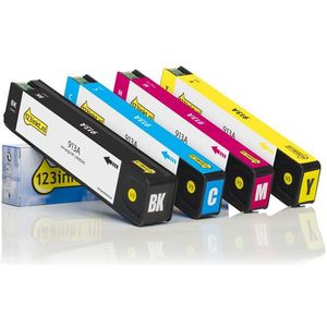 Inktpatroon 123inkt huismerk vervangt HP 913A multipack zwart/cyaan/magenta/geel