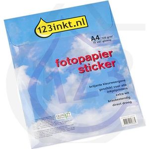 123inkt fotopapier sticker glossy A4 wit (10 stickers)