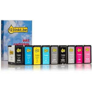 Inktpatroon Epson aanbieding: T580-serie 4x zwart + 5 kleuren (123inkt huismerk)