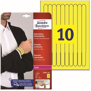 Avery Zweckform L4001-10 polsbandjes geel 265 x 18 mm (100 stuks)