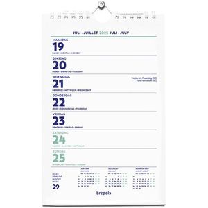 Brepols muur- weekkalender met spiraal 2025 13,5 x 21 cm (4-talig)