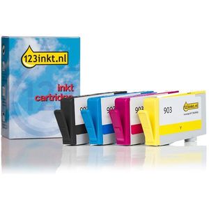 Inktpatroon 123inkt huismerk vervangt HP 903 multipack zwart/cyaan/magenta/geel