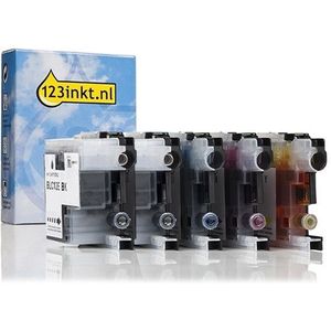 Inktpatroon Aanbieding: 123inkt huismerk vervangt Brother LC-12E 2x zwart + 3 kleuren