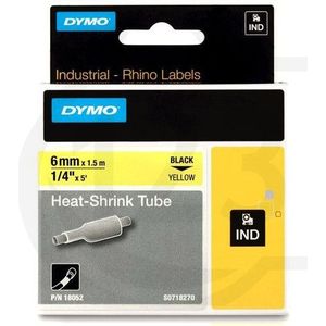 Dymo S0718270 / 18052 IND Rhino tape krimpkous zwart op geel 6 mm (origineel)