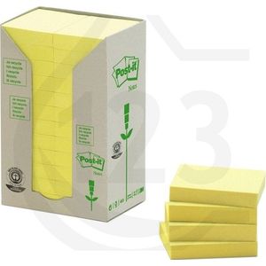 3M Post-it gerecycleerde notes toren geel 38 x 51 mm (24 pack)