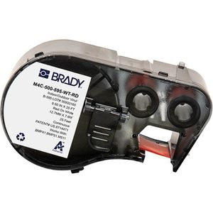 Brady M4C-500-595-WT-RD tape vinyl rood op wit 12,7 mm x 7,62 m (origineel)