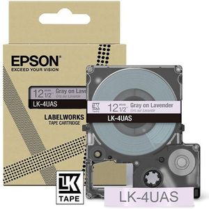 Epson LK-4UAS tape grijs op lavendel 12 mm (origineel)