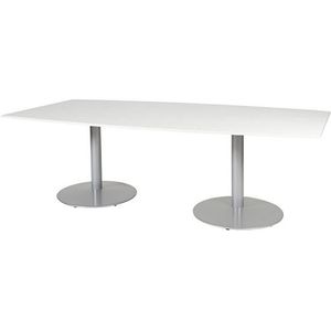 Schaffenburg Linesto vergadertafel tonvormig aluminium onderstel krijtwit blad 120 x 240 cm