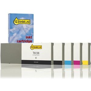 Inktpatroon Epson aanbieding: T614 serie mat 2x zwart + 3 kleuren (123inkt huismerk)
