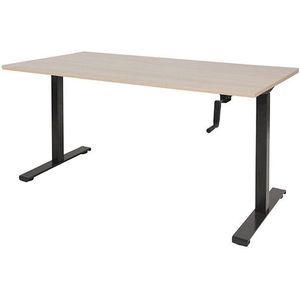 Schaffenburg Dextro Slinger zit-sta bureau zwart onderstel lindberg eiken blad 140 x 80 cm