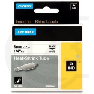 Dymo S0718260 / 18051 IND Rhino tape krimpkous zwart op wit 6 mm (origineel)