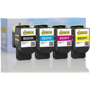 Toner Lexmark aanbieding: 80C2HK0, C0, M0, Y0 zwart + 3 kleuren (123inkt huismerk)