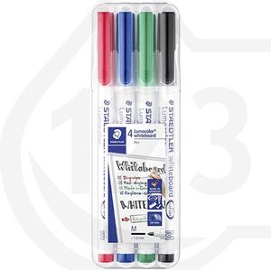 Staedtler Lumocolor 301 whiteboard marker assorti 4 stuks (1 mm rond)