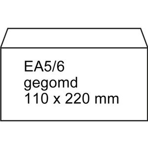 Dienst envelop wit 110 x 220 mm - EA5/6 gegomd (500 stuks)