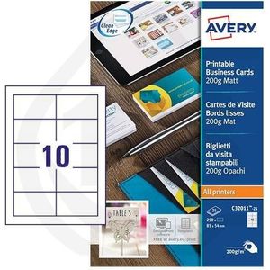 Avery Zweckform C32011-10 visitekaarten mat wit 85 x 54 mm (100 stuks)