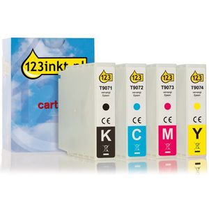 Inktpatroon Epson aanbieding: T907-serie zwart + 3 kleuren (123inkt huismerk)