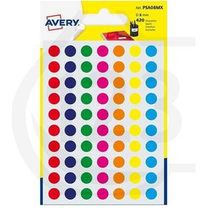 Avery Zweckform PSA08MX markeringspunten Ø 8 mm mix (420 etiketten), multicolor