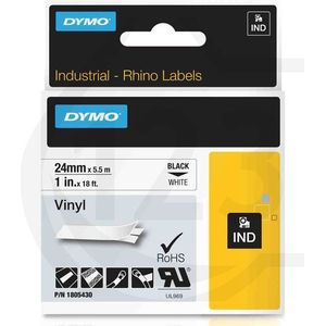 Dymo 1805430 IND Rhino tape vinyl zwart op wit 24 mm (origineel)