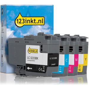 Inktpatroon Aanbieding: 123inkt huismerk vervangt Brother LC-3233 zwart + 3 kleuren