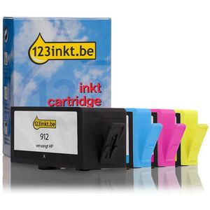 Inktpatroon 123inkt huismerk vervangt HP 912 multipack zwart/cyaan/magenta/geel