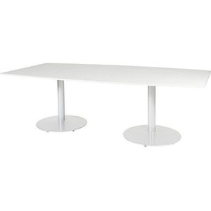Schaffenburg Linesto vergadertafel tonvormig wit onderstel krijtwit blad 120 x 240 cm