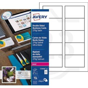 Avery Zweckform C32026-10 visitekaarten zijdeglans mat wit 85 x 54 mm (100 stuks)