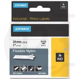 Dymo 1734524 IND Rhino tape flexibel nylon zwart op wit 24 mm (origineel)