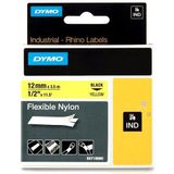 Dymo S0718080 / 18490 IND Rhino tape flexibel nylon zwart op geel 12 mm (origineel)