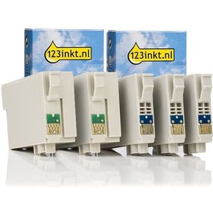 Inktpatroon Epson aanbieding: T130 serie 2x zwart + 3 kleuren (123inkt huismerk)