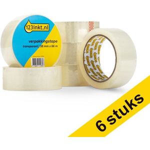 123inkt verpakkingstape transparant 38 mm x 66 m (6 rollen)