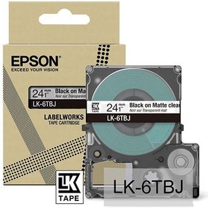 Epson LK-6TBJ matte tape zwart op transparant 24 mm (origineel)