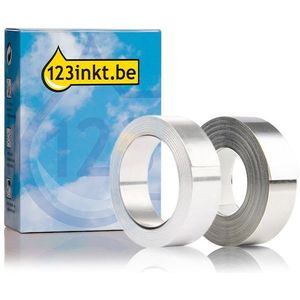 Aanbieding: 123inkt huismerk vervangt Dymo Rhino 12 mm tape aluminium multipack (klevende tape zilver en niet-klevende tape zilver)