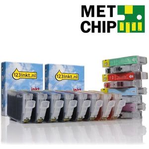 Inktpatroon Canon aanbieding: 2 x CLI-8 serie met chip (zwart + 7 kleuren) (123inkt huismerk)