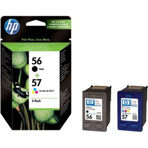 HP 56 en 57 (Opruiming 2 x 1-pack los outlet) zwart en kleur (SA342AE) - Inktcartridge - Origineel Hoge Capaciteit